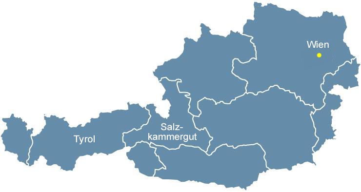 Kort over Østrig