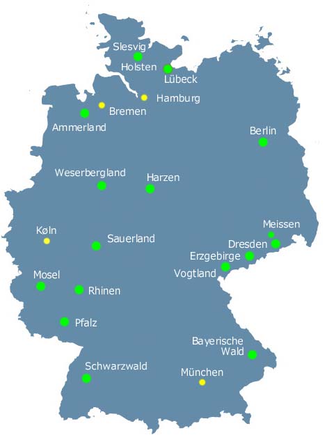 Mosel Tyskland Kort Tyskland kør selv ferie   Lej feriebolig i Tysklands ferieområder  Mosel Tyskland Kort